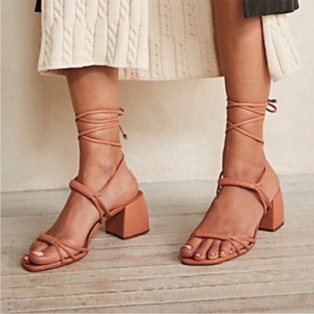 Vicenza Free People Love Struck Wrap Tie Pink Chunky Block Heel 8 Sandals
